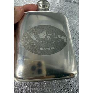 Indonesia Souvenir Hip Flask Stainless Steel‎ Liquor Alcohol Travel Pocket